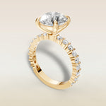 Round Bubble Band engagement ring in yellow gold, angled view