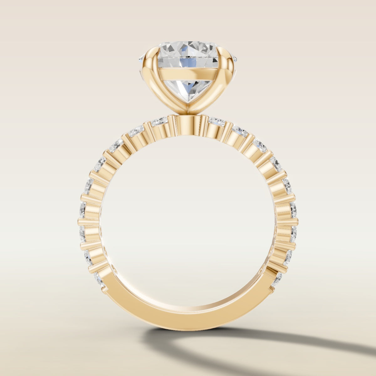 Round Bubble Band engagement ring in yellow gold, front view