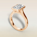 Radiant Tulip Full Bezel engagement ring in rose gold, angled view
