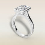 Radiant Tulip Full Bezel engagement ring in white gold, angled view