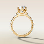 Marquise Tulip Classic Pave engagement ring in yellow gold, front view
