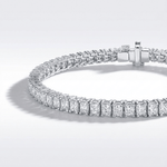 Lab grown diamond tennis bracelet with radiant cut diamonds in white gold