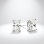 Lab grown diamond stud earrings with radiant cut diamonds in white gold