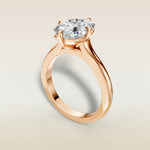 Cushion Compass Cathedral engagement ring in rose gold, angled view