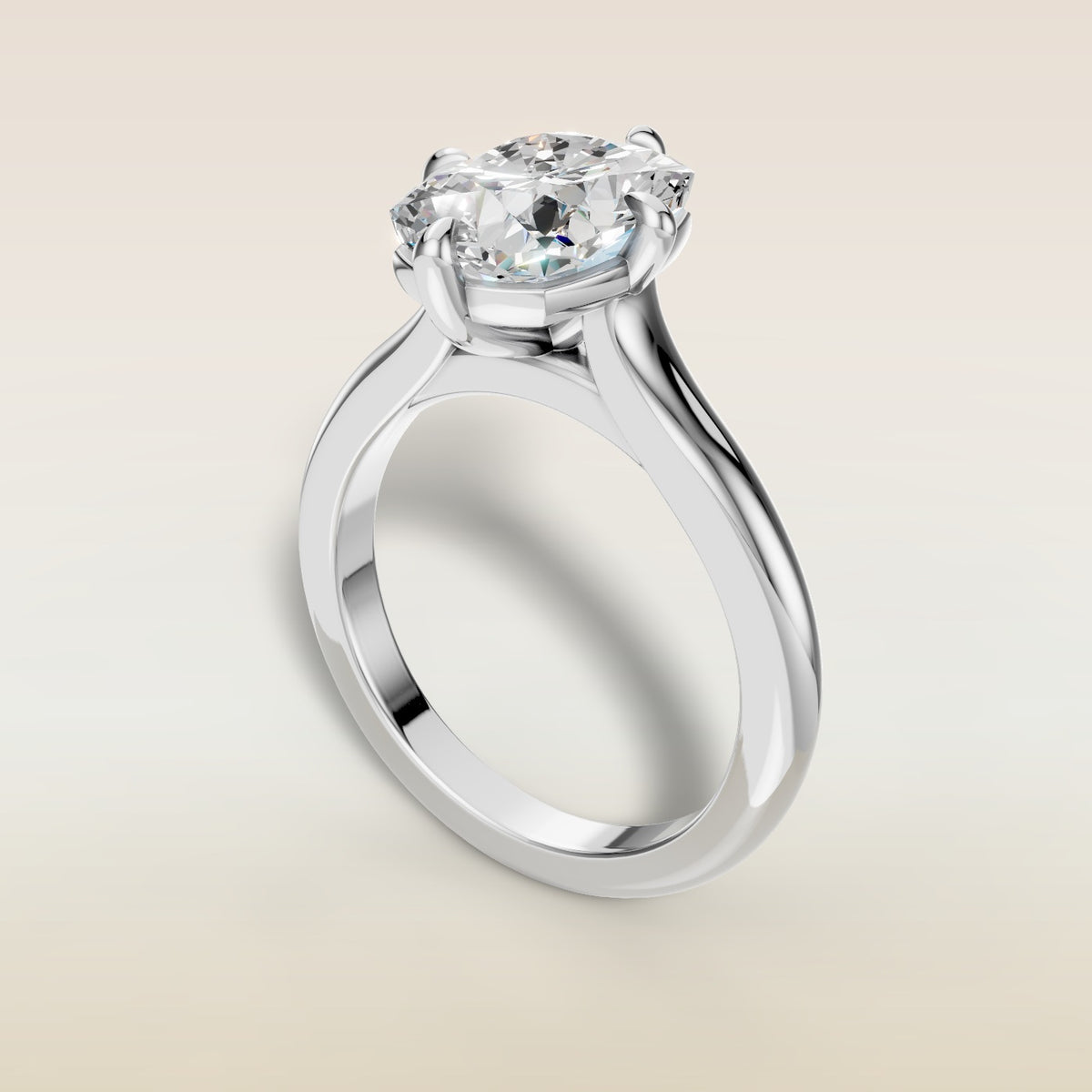 Cushion Compass Cathedral engagement ring in white gold, angled view