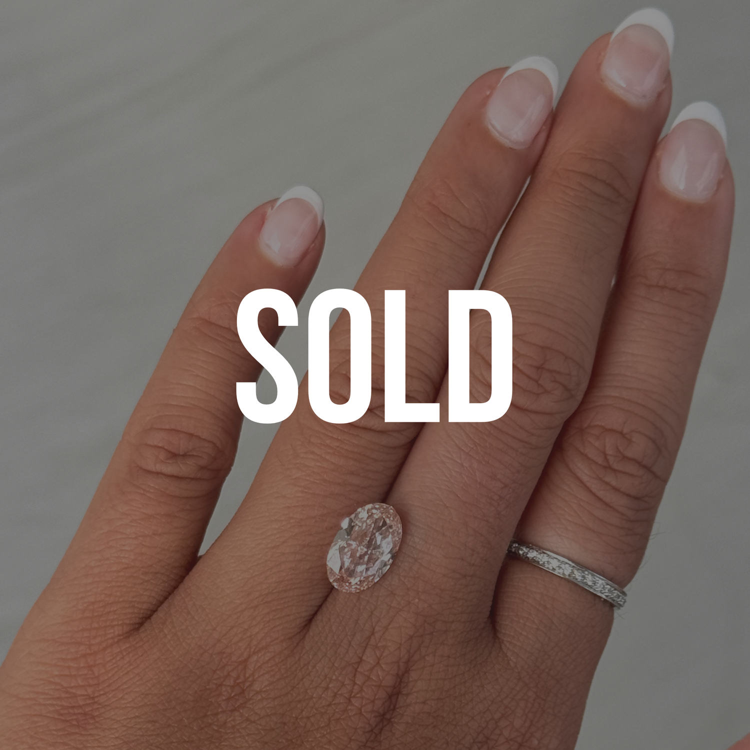 SOLD - 4.10ct Moval Pink Champagne Diamond