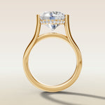 Round Half Bezel with Hidden Halo engagement ring in yellow gold, front view