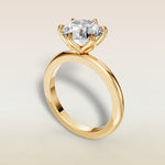 Round Six Petal Tulip Solitaire engagement ring in yellow gold, back angle