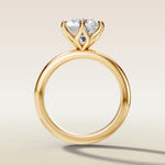 Round Six Petal Tulip Solitaire engagement ring in yellow gold, front view