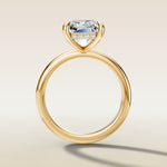 Radiant Hidden Halo Solitaire engagement ring in yellow gold, front view