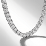 Tennis necklace with round lab grown diamonds close up detail