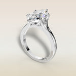 Marquise Six Petal Tulip Split Shank engagement ring in white gold, angled view