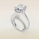 Pear Tulip with Hidden Halo engagement ring in white gold, angled view