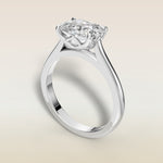 Cushion East West Half Petal Tulip engagement ring in white gold, angled view