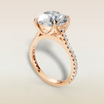 Round Tulip Classic Pave engagement ring in rose gold, angled view
