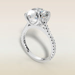 Round Tulip Classic Pave engagement ring in white gold, angled view