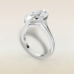 Marquise Full Bezel Split Shank engagement ring in white gold, angled view