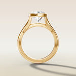 Marquise Full Bezel Split Shank engagement ring in yellow gold, front view