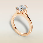 Cushion Tulip Six Petal Split Shank engagement ring in rose gold, angled view