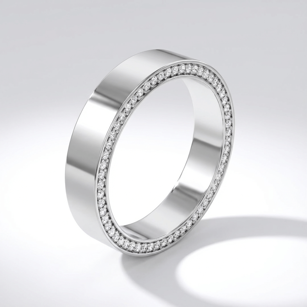 Men's 6mm Wedding Band with Hidden-Pavé Diamonds, view 2