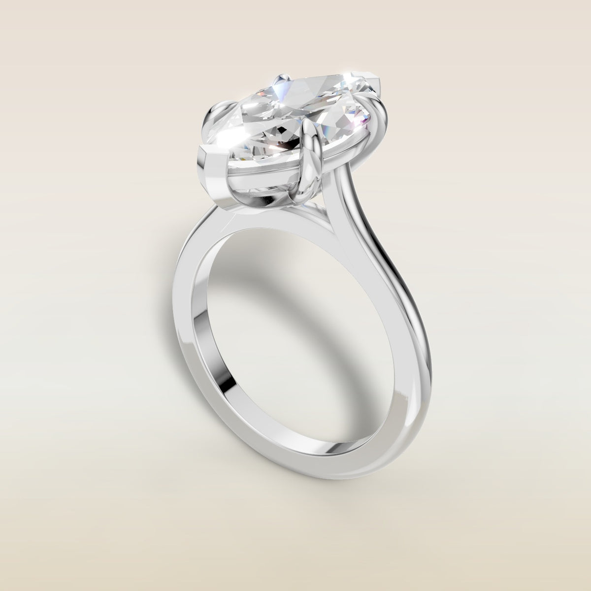 Marquise Classic Cathedral engagement ring in white gold, angled view