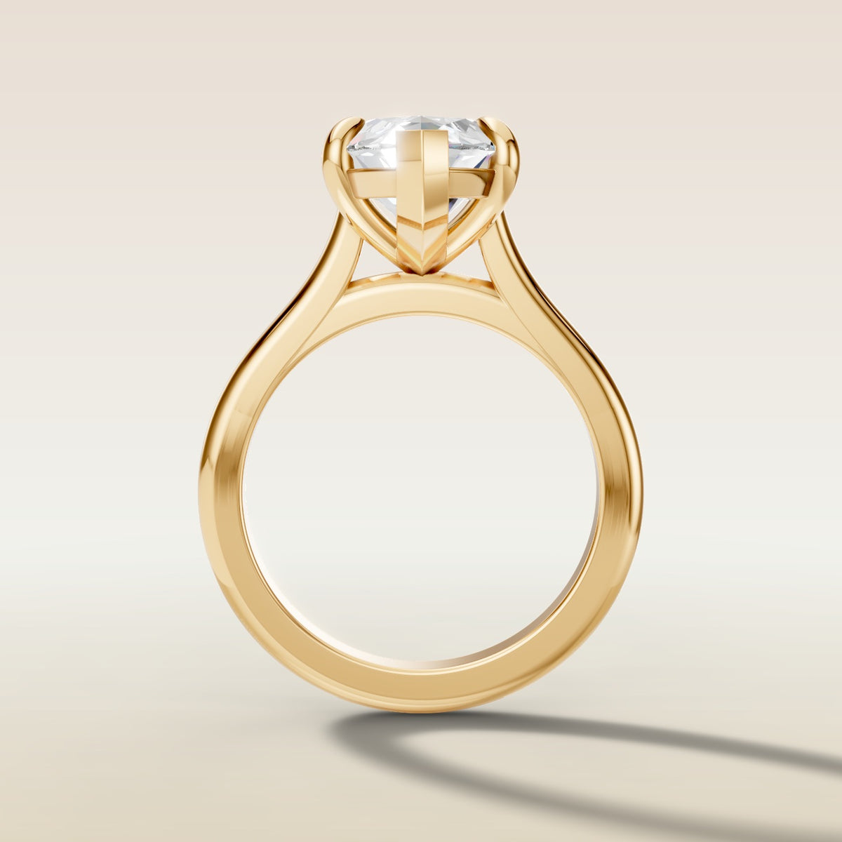 Marquise Classic Cathedral engagement ring in yellow gold, front view