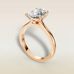 Oval Four Petal Diamond Tulip engagement ring in rose gold, angled view