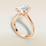 Cushion Tulip Six Petal engagement ring in rose gold, angled view