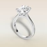 Cushion Tulip Six Petal engagement ring in white gold, angled view
