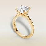 Cushion Tulip Six Petal engagement ring in yellow gold, angled view