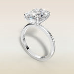 Oval Classic Solitaire engagement ring in white gold, angled view
