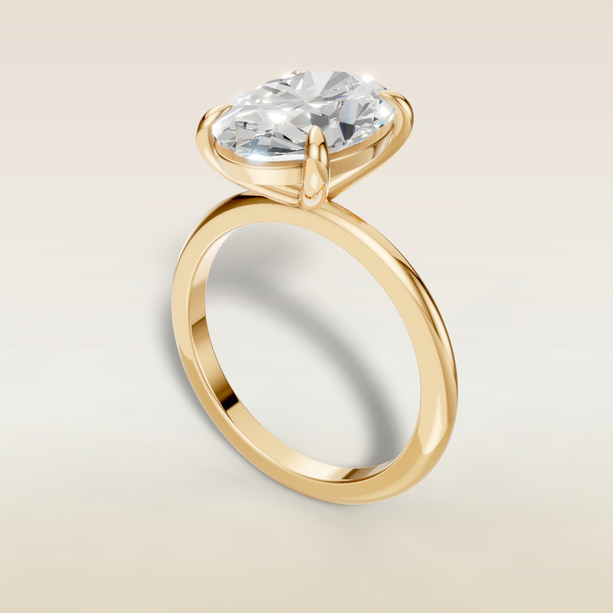 Oval Classic Solitaire engagement ring in yellow gold