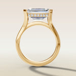 Emerald Half Bezel with Hidden Halo engagement ring in yellow gold, front view