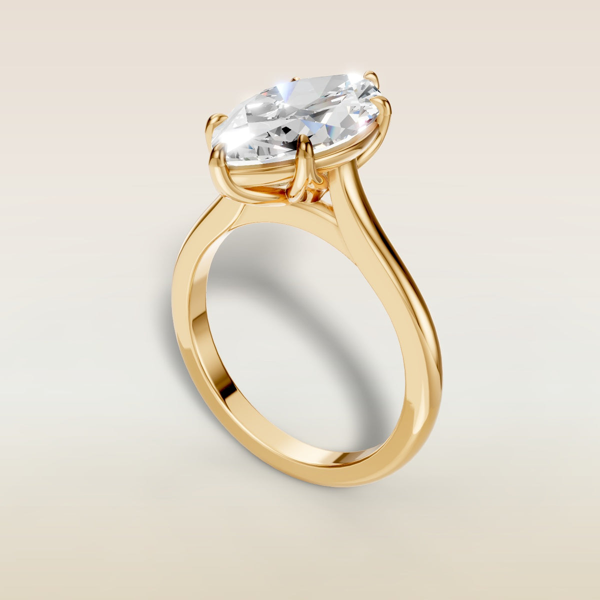 Marquise Tulip Classic engagement ring in yellow gold, angled view