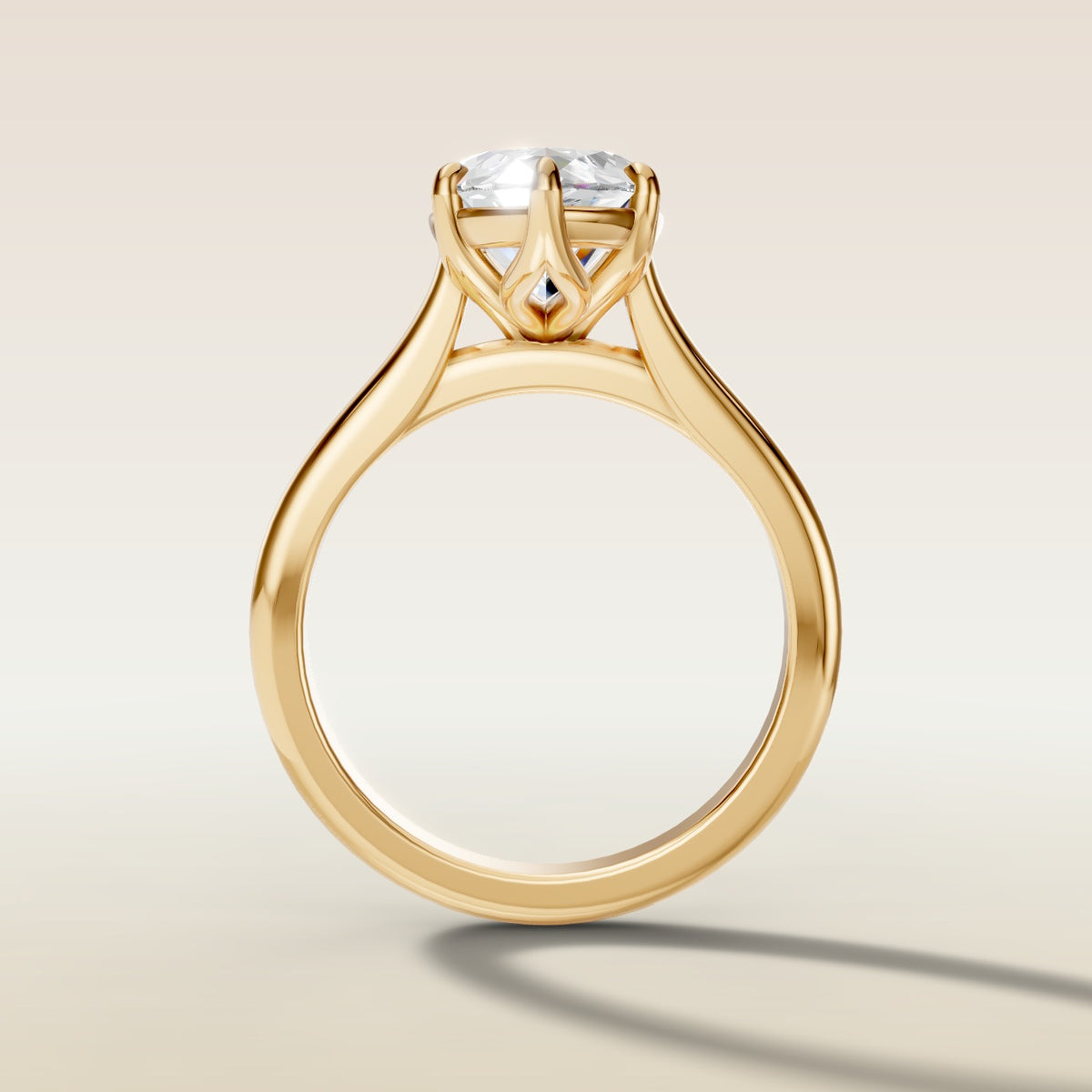 Marquise Tulip Classic engagement ring in yellow gold, front view