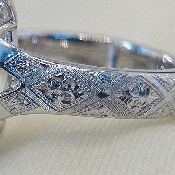 Geometric + Diamonds engraving, on the band