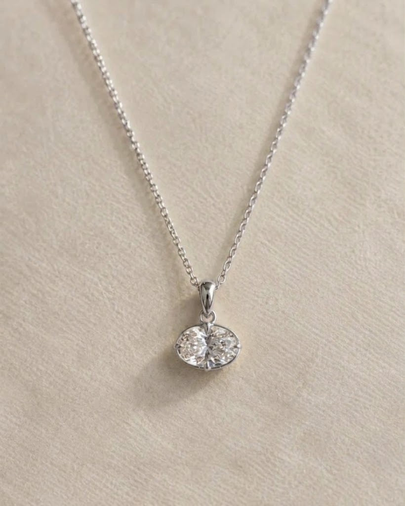 Coast to Coast Pendant, oval diamond in 14K white gold