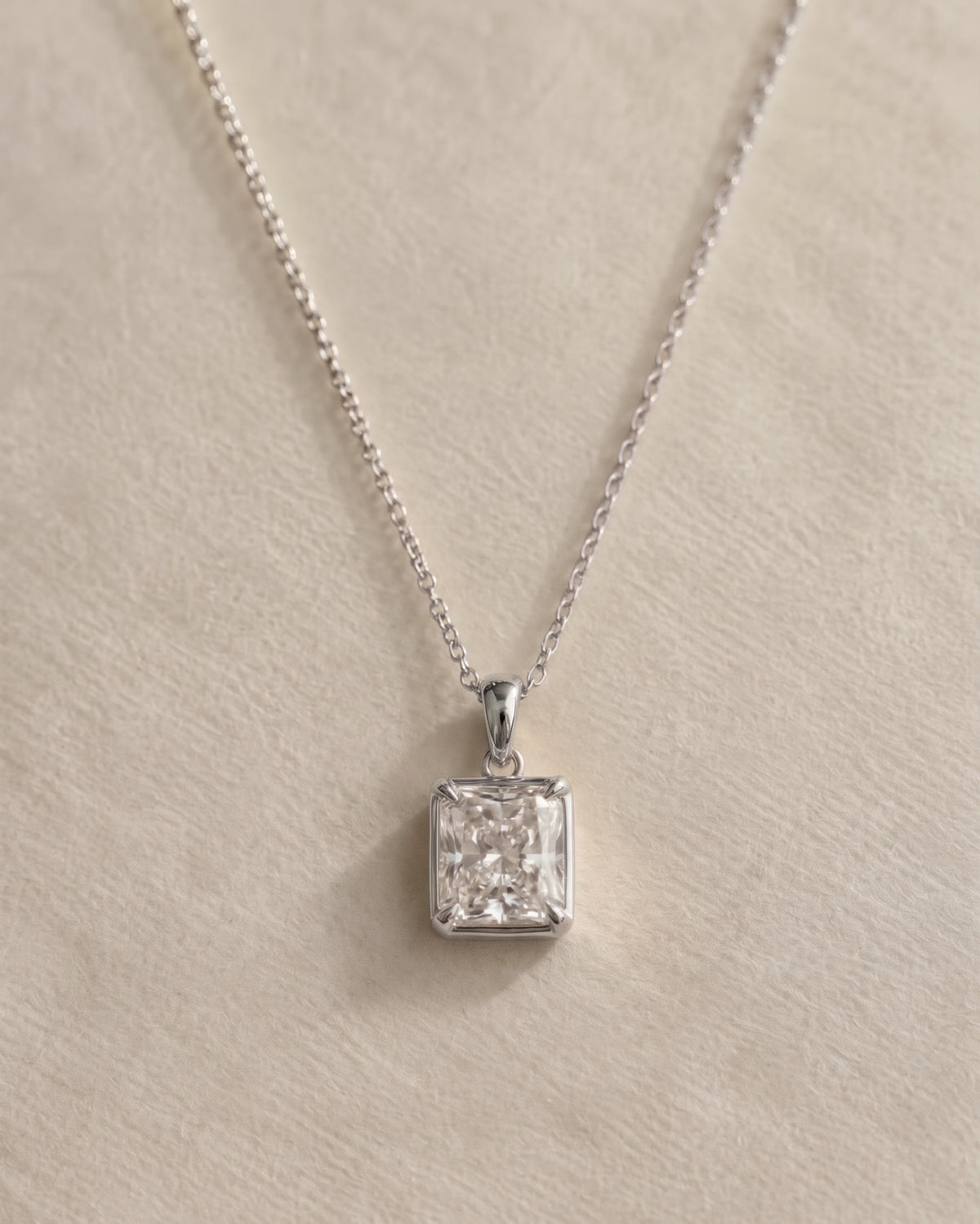 Coast to Coast Pendant, radiant diamond in 14K white gold