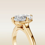 Cushion Compass Cathedral engagement ring in yellow gold, basket close up