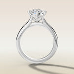 Cushion Compass Cathedral engagement ring in white gold, front view