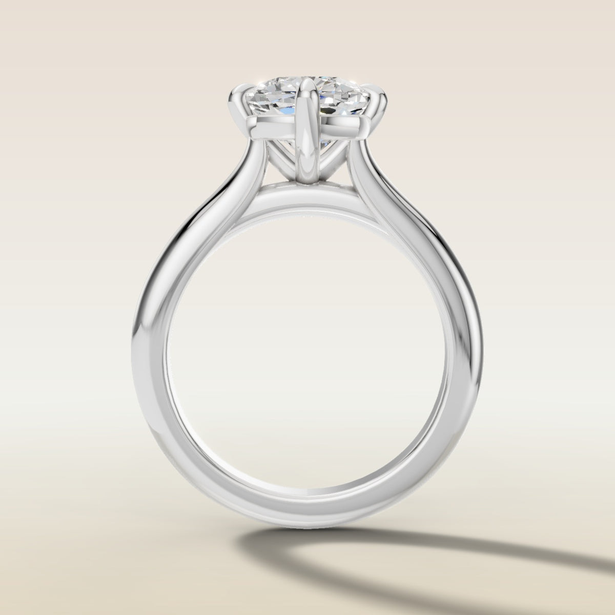 Cushion Compass Cathedral engagement ring in white gold, front view