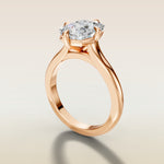 Cushion Compass Cathedral engagement ring in rose gold, angled side view