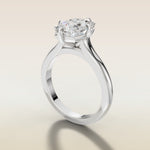 Cushion Compass Cathedral engagement ring in white gold, angled side view