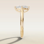 Cushion Compass Cathedral engagement ring in yellow gold, side profile