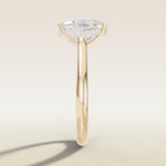 Cushion Curved Hidden Halo Diamond Bridge engagement ring in yellow gold, side profile