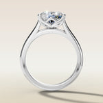 Cushion East West Half Petal Tulip engagement ring in white gold, front view