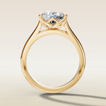 Cushion East West Half Petal Tulip engagement ring in yellow gold, front view
