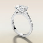 Cushion East West Half Petal Tulip engagement ring in white gold, angled side view