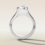 Cushion Full Bezel Cathedral engagement ring in white gold, front view