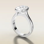 Cushion Full Bezel Cathedral engagement ring in white gold, angled side view